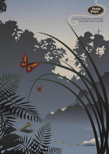 Печатная реклама "Duck & Porcini", бренд: Little boys Sausages, агентство: FCB New Zealand