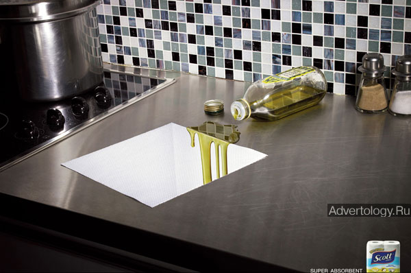 Печатная реклама "Oil", бренд: Scott Kitchen Towels, агентство: JWT Sdn Bhd