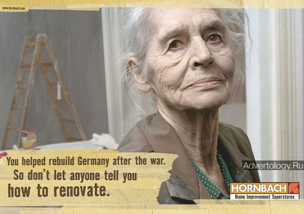 Печатная реклама "Old Lady", бренд: Hornbach, агентство: HEIMAT Berlin