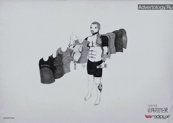 Печатная реклама "Chicken", бренд: Skins Radiator Wetsuits, агентство: The Furnace