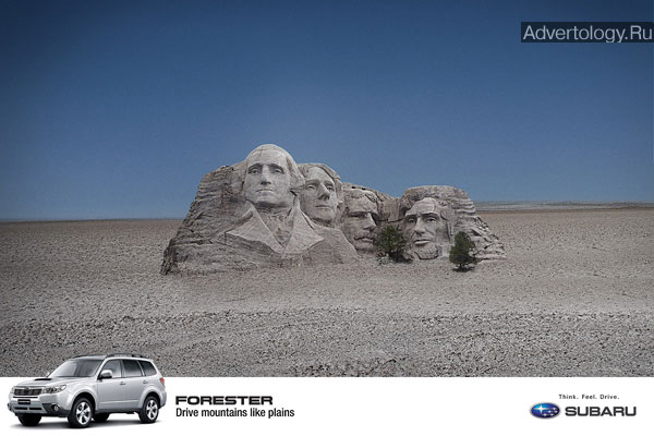 Печатная реклама "Mount-Rushmore", бренд: Subaru, агентство: Saatchi & Saatchi Ukraine