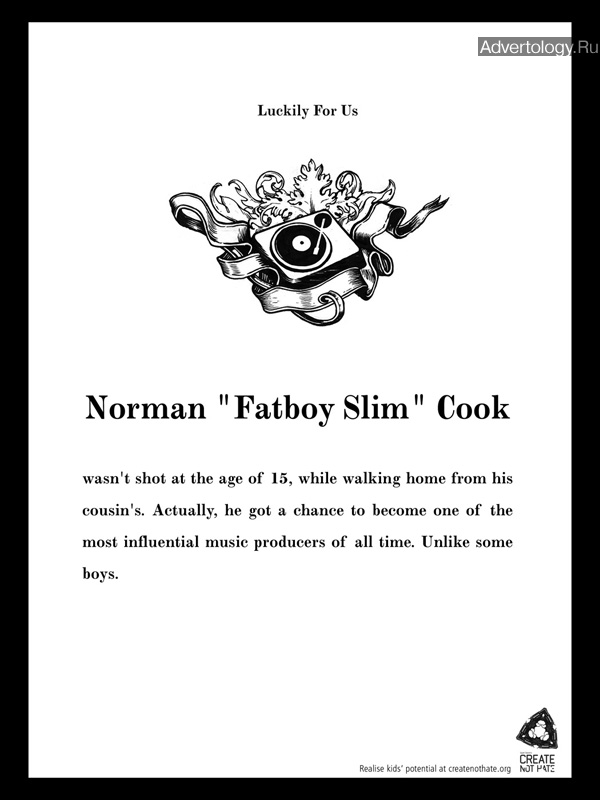 Печатная реклама "Fatboy", бренд: Create Not Hate