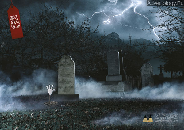 Печатная реклама "Horror meets kids lit", бренд: Melbourne Writers Festival, агентство: JWT Melbourne