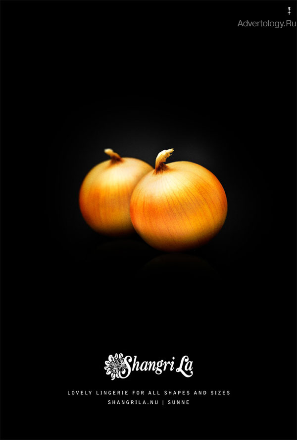 Печатная реклама "Onions", бренд: Shangri La Lingerie, агентство: the others