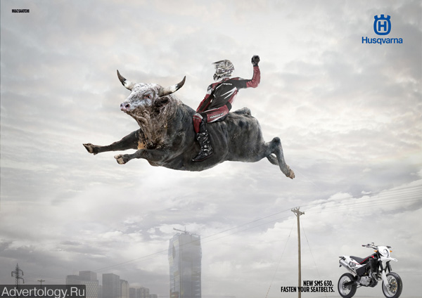 Печатная реклама "Fly Bull", бренд: Husqvarna Motorbike, агентство: M&C Saatchi