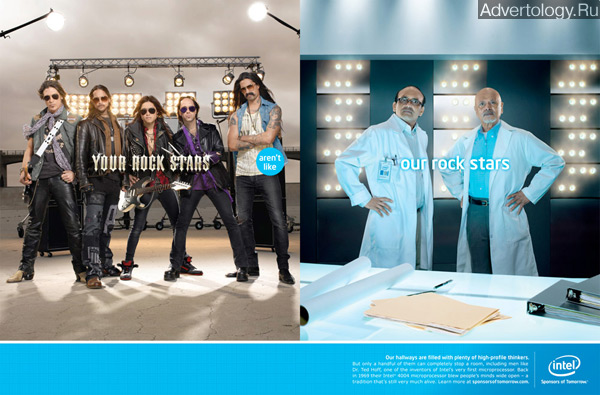 Печатная реклама "Rock stars", бренд: Intel Microprocessors, агентство: Venables Bell & Partners